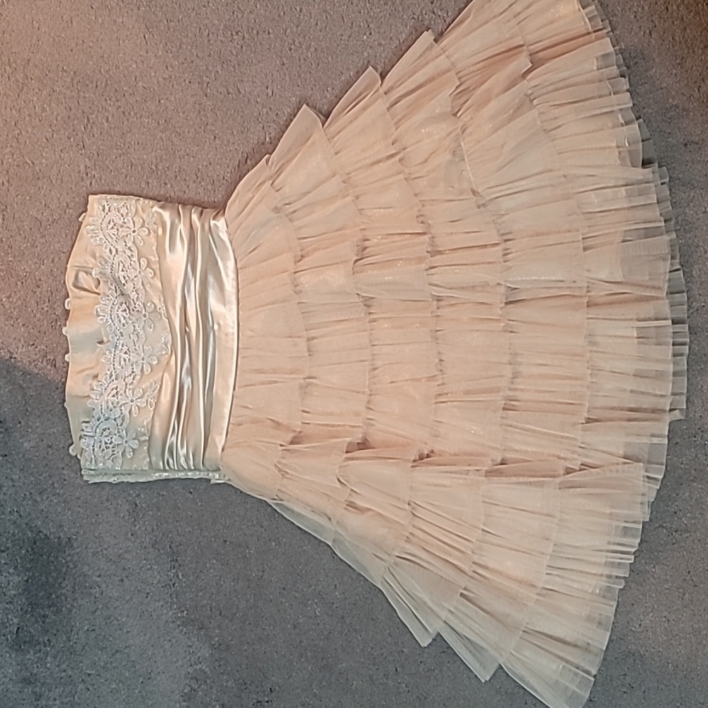 Elegant Cream Lace Kids Home-coming Dress - Picture 5 of 6